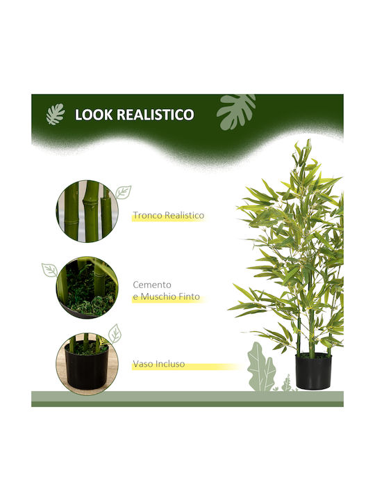 Homcom Artificial Bamboo Plant Height 90 Cm 504 Peva Pp Leaves Green Cement Pot Ø15x12.5 Cm 830-669v00gn