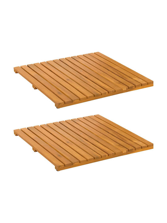 vidaXL Non-Slip Bath Mat Wooden 42025255 Coffee 50x50cm