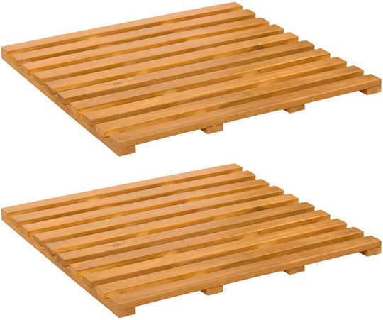 vidaXL Non-Slip Bath Mat Wooden 42025259 Coffee 100x53cm