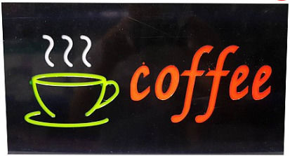 Coffee Motion LED Sign One - Sided Green 43.3x23.3cm Green