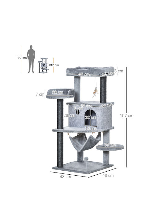 Pawhut Δέντρο Ονυχοδρόμιο Γατόδεντρο Γκρι 48x48x107εκ.