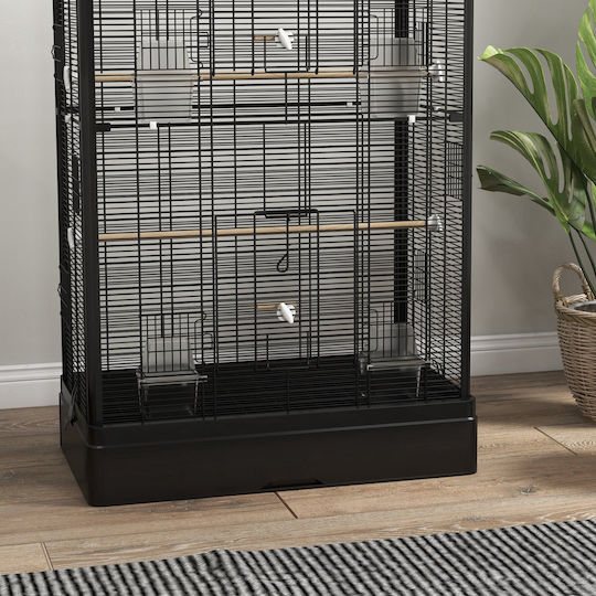 Pawhut Ξύλινο Κλουβί Πτηνών 61x36.5x98εκ. Μαύρο