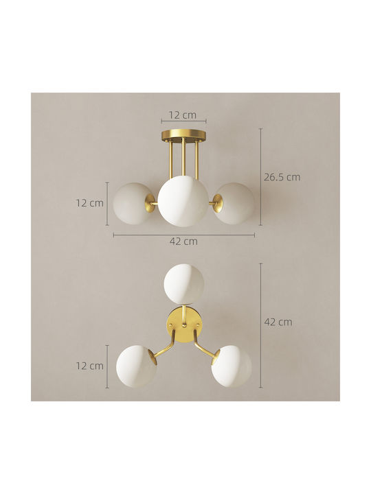 HomCom Ceiling Mount Light 42cm Gold with Socket G9