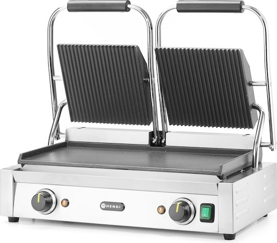 Hendi Profesional Sandwich Maker cu Suprafețe Netede Din Fontă cu Suprafețe Ondulate Din Fontă 3600W