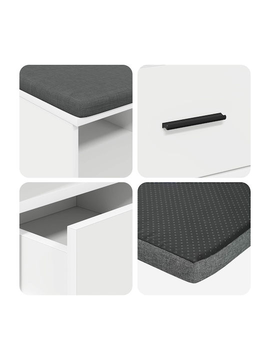 Mobilier de Intrare cu Bancă Alb 80x38x46cm