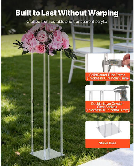 Vevor Wedding Flower Base 10 Pieces Flower Base Column 80cm Acrylic Laminate Cylindrical Cubic Flower Display Base Wedding Party Birthday Home Centerpiece Bases