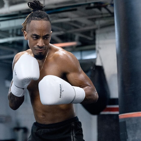 Hayabusa Pro Velcro Boxhandschuhe Leder für Kampf Weiß