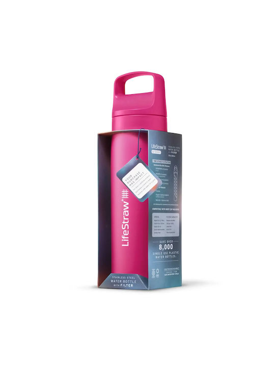 Lifestraw Water Bottle Stainless Steel with Filter 700ml Pink