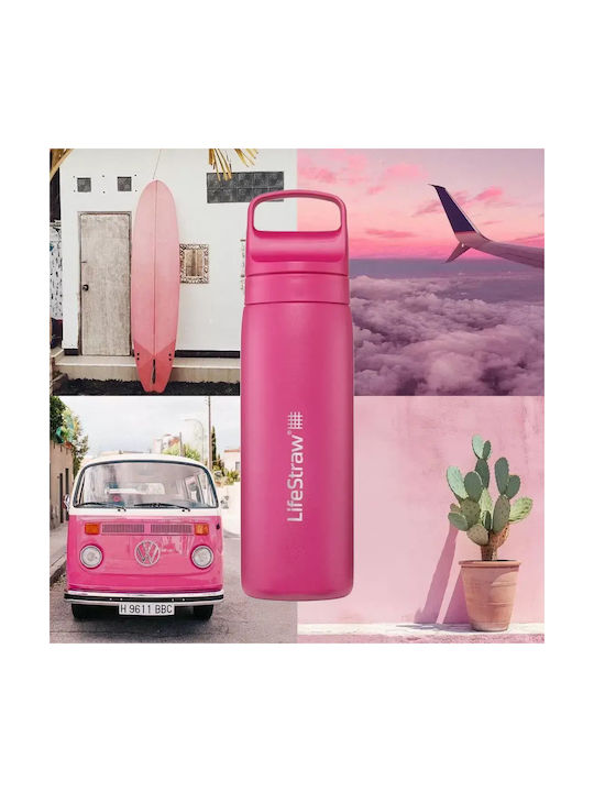 Lifestraw Water Bottle Stainless Steel with Filter 700ml Pink
