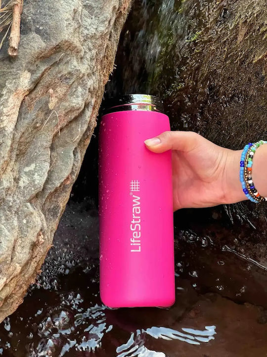 Lifestraw Water Bottle Stainless Steel with Filter 700ml Pink