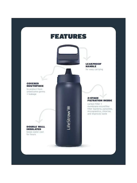 Lifestraw Παγούρι Ανοξείδωτο με Φίλτρο 1000ml Ροζ