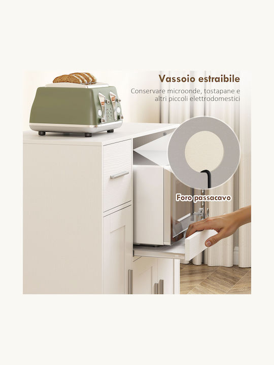 HomCom Wooden White Kitchen Rack with 2 Cabinets Drawer 80x40x88.7cm