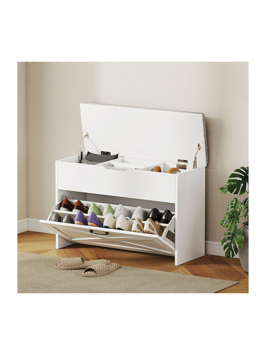 Fabric Shoe Organizer White 80x30x55cm