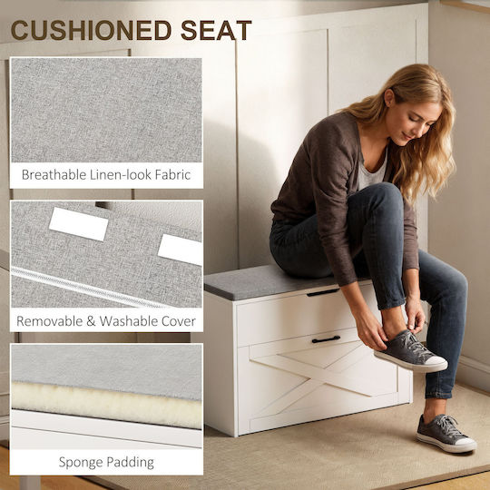 Fabric Shoe Organizer White 80x30x55cm