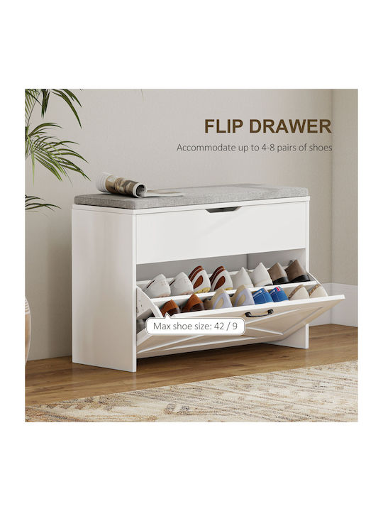Fabric Shoe Organizer White 80x30x55cm