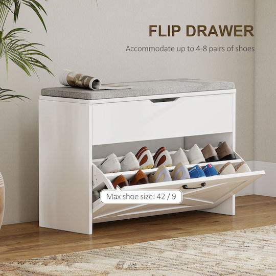 Fabric Shoe Organizer White 80x30x55cm