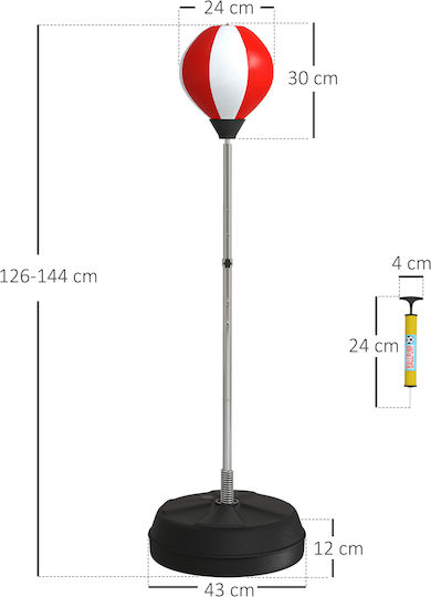 HomCom Συνθετικός Σάκος Ταχύτητας με Ύψος 43cm Κόκκινος