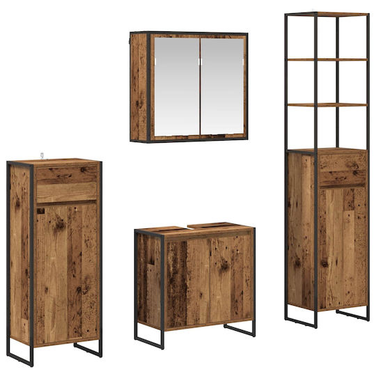 vidaXL Countertop with Sink, Mirror & Column Old Wood vidaXL Countertop with Sink, Mirror & Column Old Wood