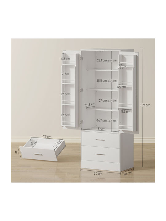 Floor Cabinet White 60x40x159cm