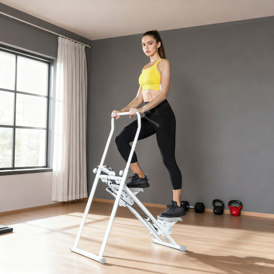 Sportnow Κατακόρυφος Αναρρίχησης Stepper Πτυσσόμενος Ρυθμιζόμενη Λαβή Αντιολισθητικά Πεντάλ Οθόνη Lcd Λευκός A90-390v00wt