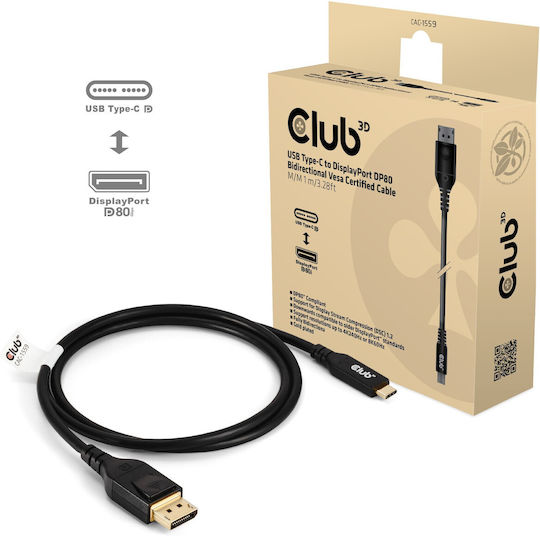 Club3D Video Kabel USB-C männlich - DisplayPort PD Schwarz 1m CAC-1559