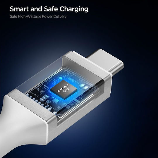 Spigen Essential Ladung Datenübertragung Kabel 2x Usb-C 100w 5gbps 1m Weiß
