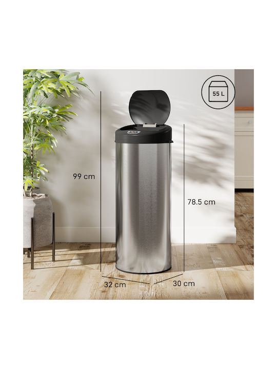 HomCom Waste Bin Waste made of Stainless Steel with Photocell Silver 55lt 1pcs