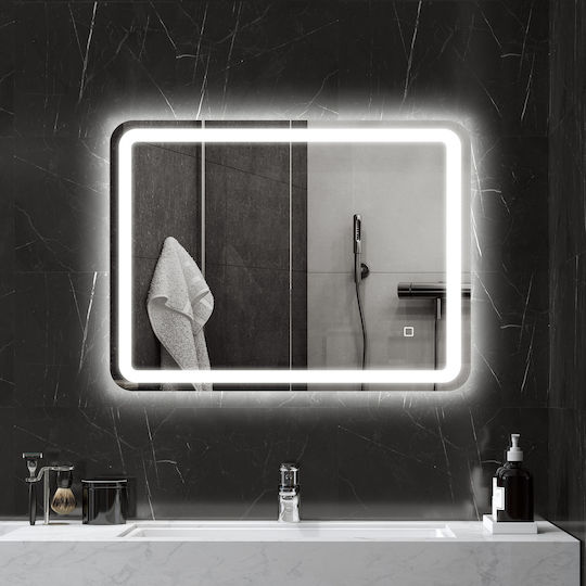HomCom Bathroom Mirror Led Touch 60x80cm White