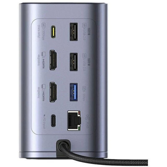 Baseus NU1 Air Spacemate USB-C Docking Station με HDMI 4K PD Ethernet Γκρι