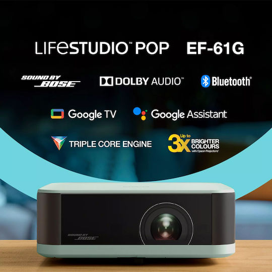Epson Lifestudio Pop EF-61G Mini Projector 3LCD Λάμπας LED με Ενσωματωμένα Ηχεία V11HB72340