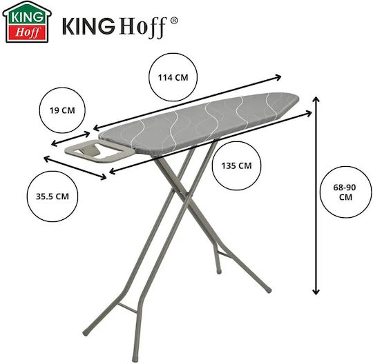 KING Hoff Гладилница За Парна Ютия Компактна 114x35.5см