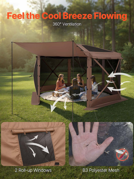Vevor Garden Freestanding Gazebo with LED Light Brown 3.6x3.6cm