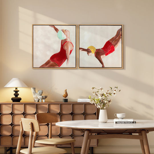 Homcom Set of 2 Modern Canvases Artistic Wall Print with Integrated Hooks 40x40 Cm L00-027v00rd