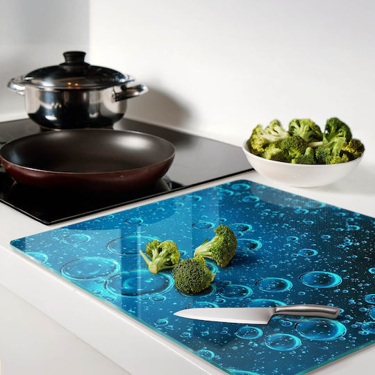 Multifunktionale Glas-Schneidefläche Küchenplatte Gehärtetes Glas Blasen Wasser 60x52 cm