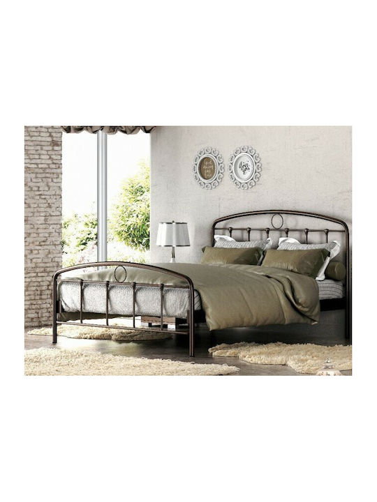 Pat Simplu Tapițat cu Material Maro pentru Saltea 90x200cm