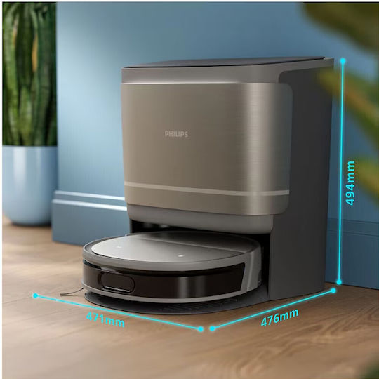 Philips HomeRun 9000 Series Прахосмукачка Робот с Лазерно Картографиране и Всмукателна Мощност 8000Pa Сребрист