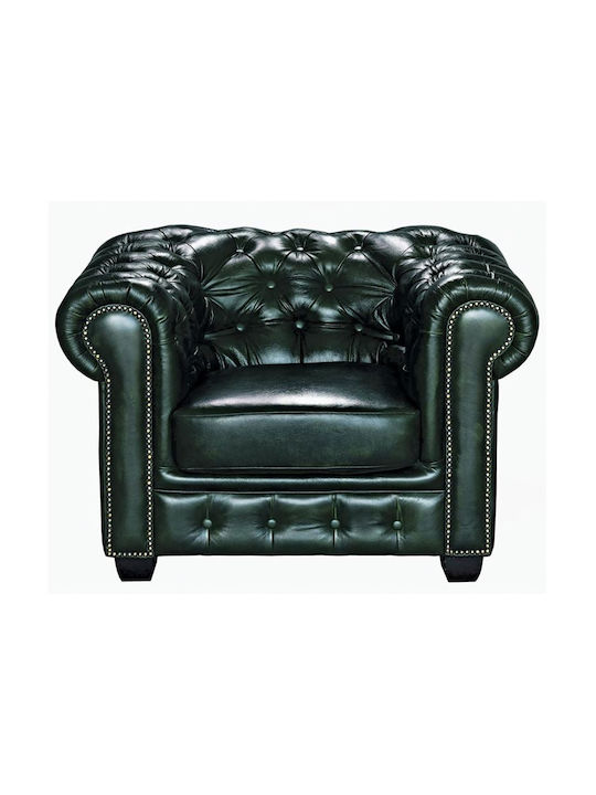 CHESTERFIELD Armchair from Genuine Leather Green 103x92x72cm