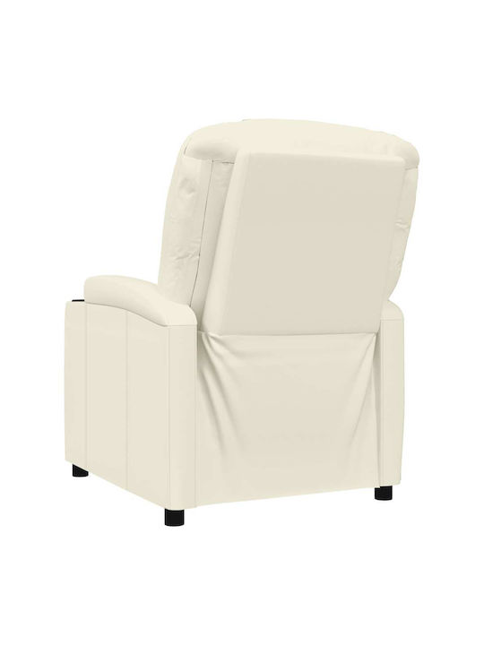 Fotoliu Relax cu Puf din Piele Ecologică Cremă albă 75x88x100cm
