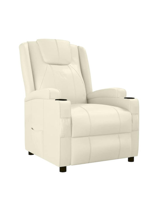 Fotoliu Relax cu Puf din Piele Ecologică Cremă albă 75x88x100cm