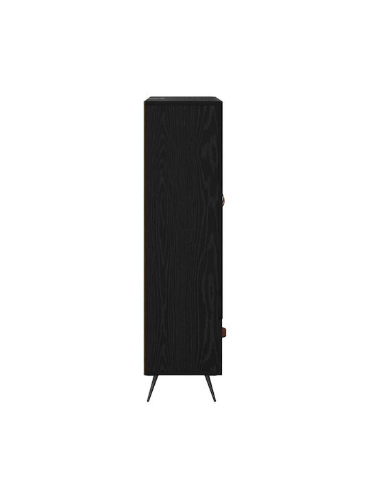 Highboard Wand Wohnzimmer Vitrine aus Holz & Metall mit Glas Black Beech 69.5x31x115cm