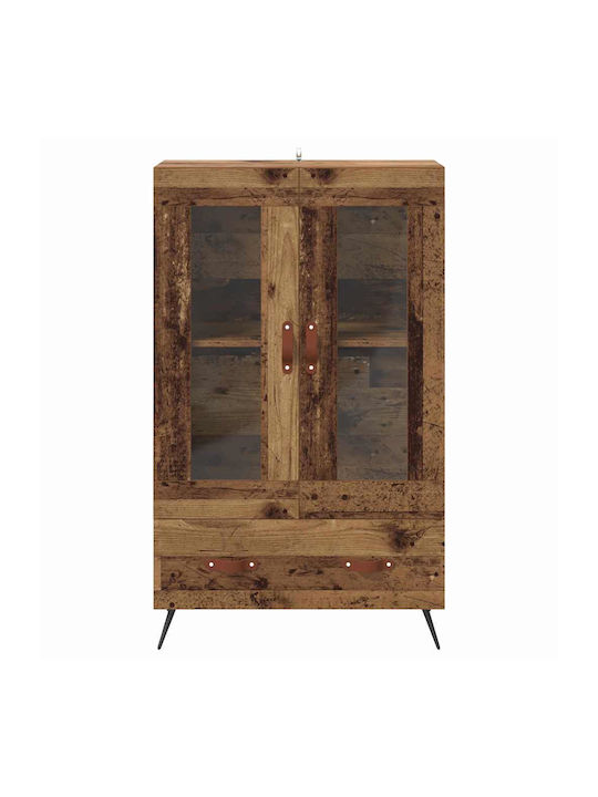 Висулка Витрина за хол от Дърво & Метал със Стъкло Old Wood 69.5x31x115см