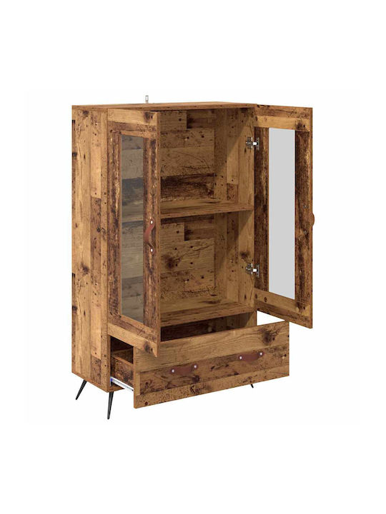 Висулка Витрина за хол от Дърво & Метал със Стъкло Old Wood 69.5x31x115см