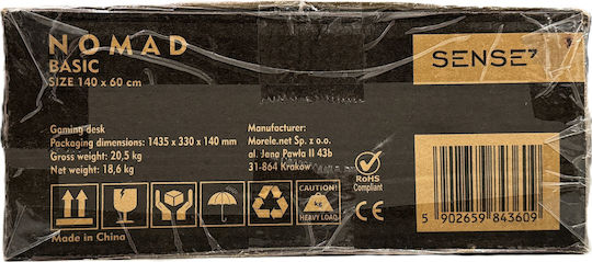SENSE7 Spielbüro Nomad Basic Glas Czarne 140x60cm
