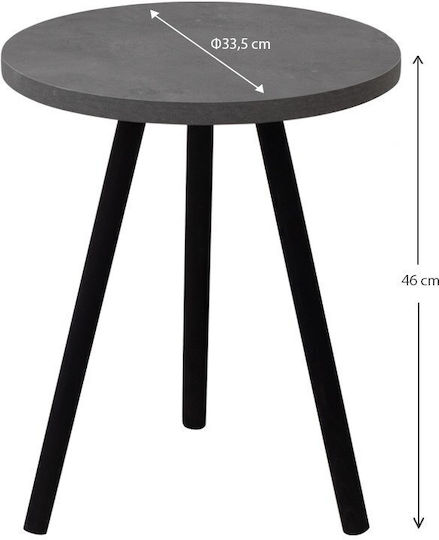 Rundes Beistelltisch Roma Holz Grau Retro M33.5xL33.5xH46cm