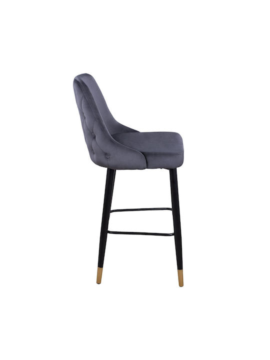 Hocker Bar mit Rückenlehne Gepolstert mit Samt Paige Gray 2Stück 51x57x110cm