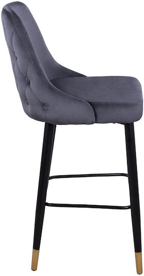Stool Bar with Backrest Upholstered with Velvet Paige Gray 2pcs 51x57x110cm