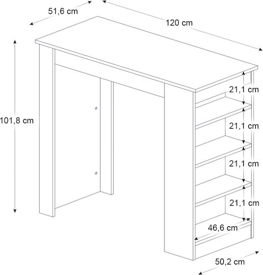 Monaco Бар Маса Дървена 120x51.6x101.8см