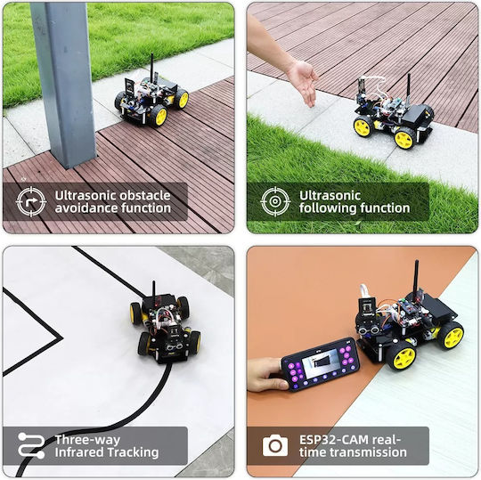 Tscinbuny Ferngesteuertes Roboter 4WD Schwarz mit Kamera