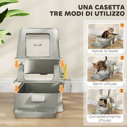 Pawhut Cat Toilet Closed with Filter Gray L63 x W43 x H43cm