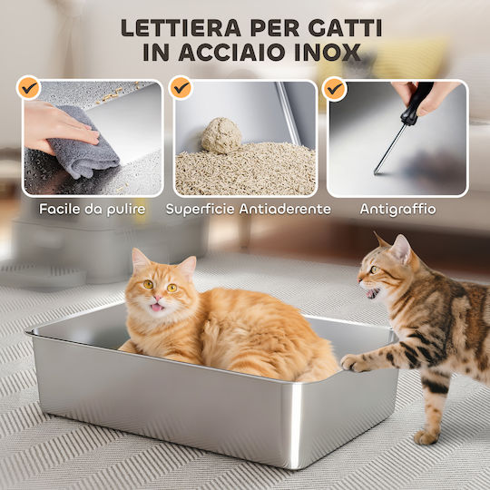 Pawhut Cat Toilet Closed with Filter Gray L63 x W43 x H43cm